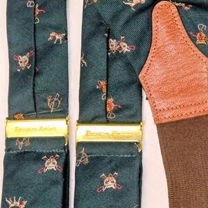 Albert Thurston London Silk Braces Suspender Forest Green Equestrian Hunting Dog